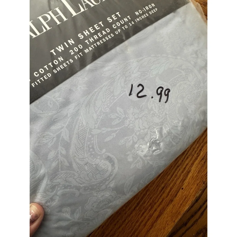 Vintage Ralph Lauren Avery Blue Floral Paisley Twin Sheet Set OPEN SIDES NEW 90s